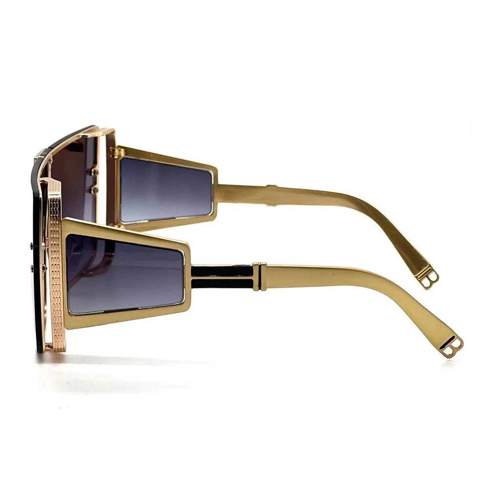 Shield Sunglasses Gold Frame Oversized Fashion Designer Sun Glasses Trendy Gafas